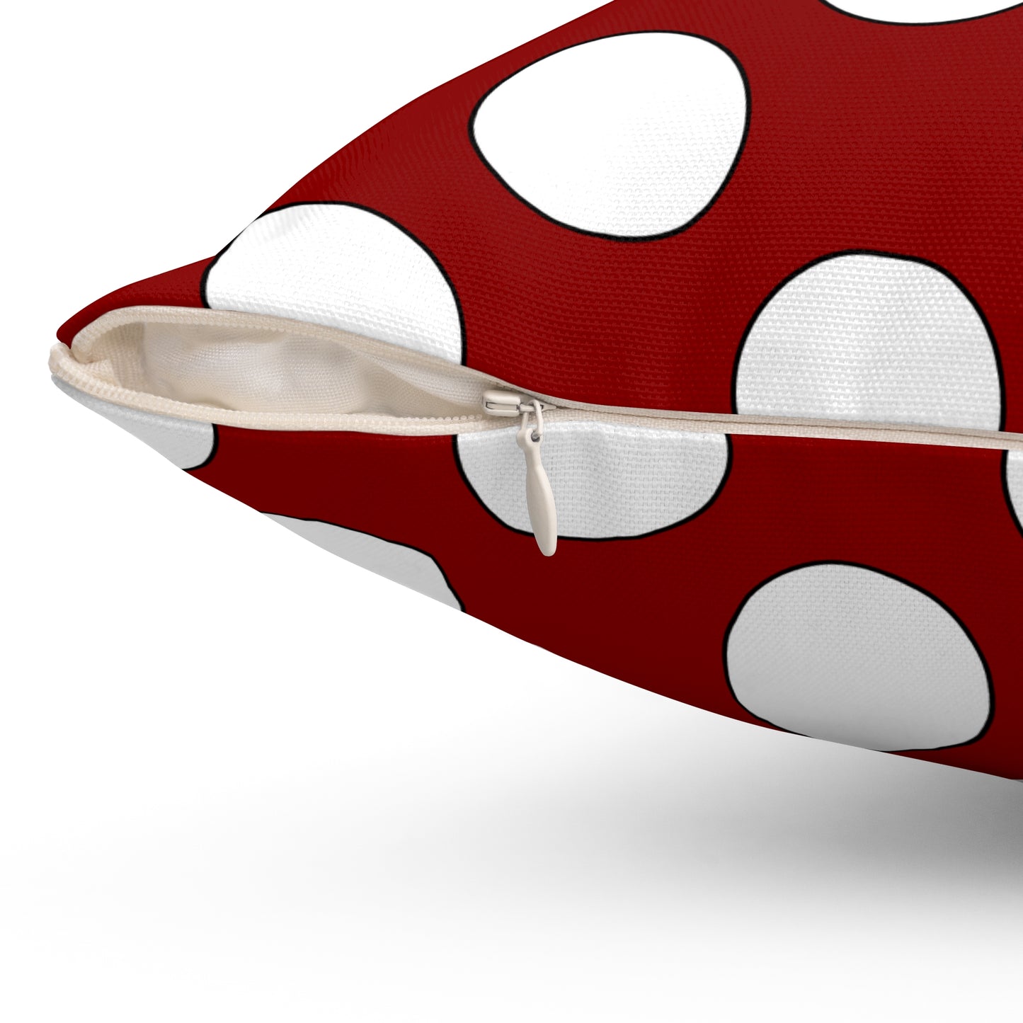 Dark Red, White Retro Polka Dots Cushion Pillow