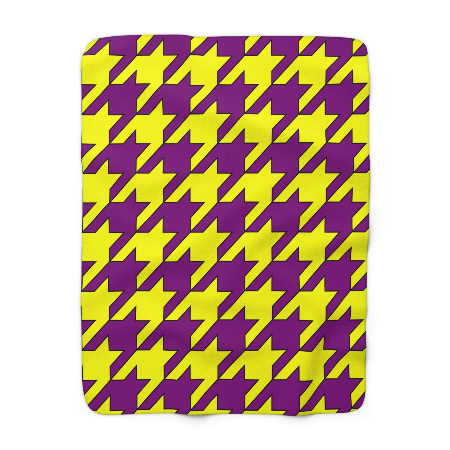 Purple, Yellow Retro Houndstooth Blanket Throw