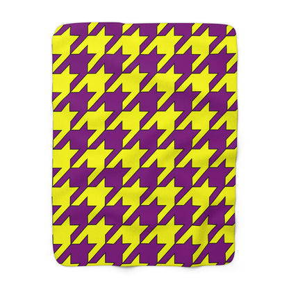 Purple, Yellow Retro Houndstooth Blanket Throw