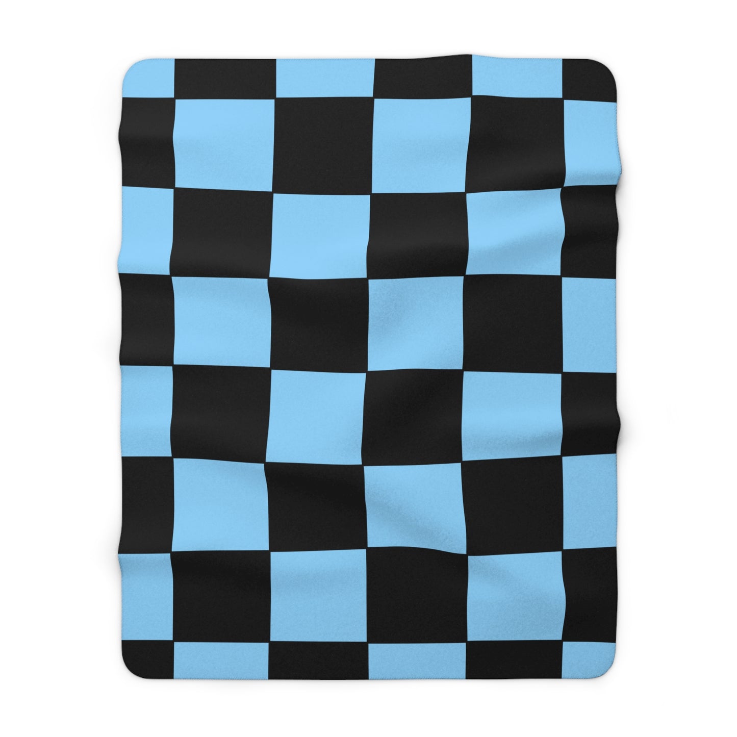 Light Blue, Black Retro Check Blanket Throw