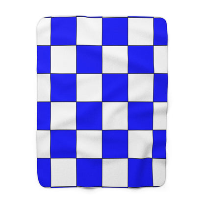 Blue, White Retro Check Blanket Throw