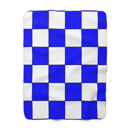 Blue, White Retro Check Blanket Throw