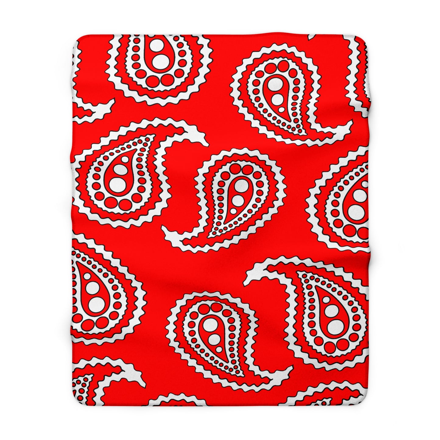 Red, White Retro Paisley Blanket Throw