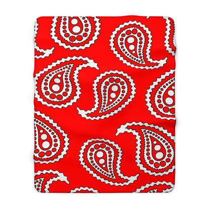 Red, White Retro Paisley Blanket Throw