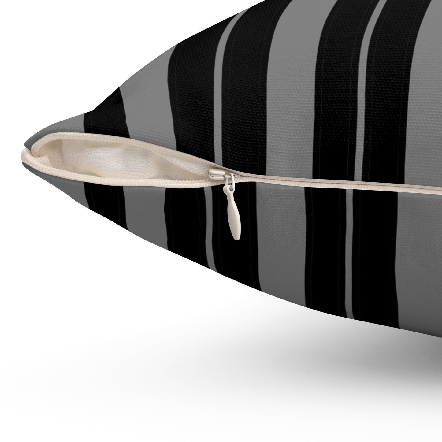 Grey, Black Retro Stripes Cushion Pillow