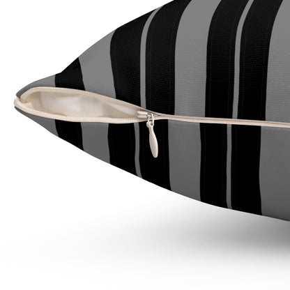 Grey, Black Retro Stripes Cushion Pillow