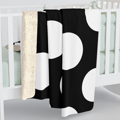 Black, White Retro Polka Dots Blanket Throw