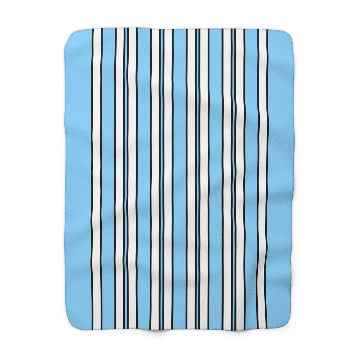 Light Blue, White Retro Stripes Blanket Throw