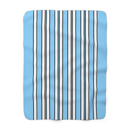 Light Blue, White Retro Stripes Blanket Throw