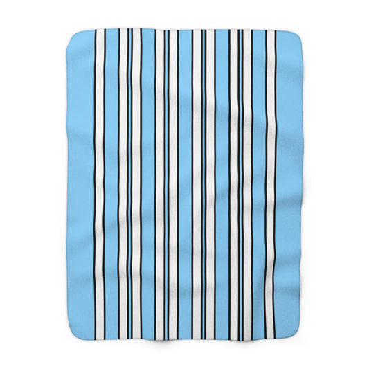 Light Blue, White Retro Stripes Blanket Throw