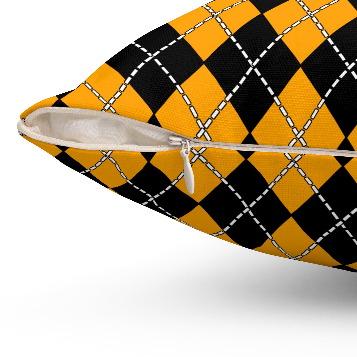 Orange, Black Retro Argyle Cushion Pillow