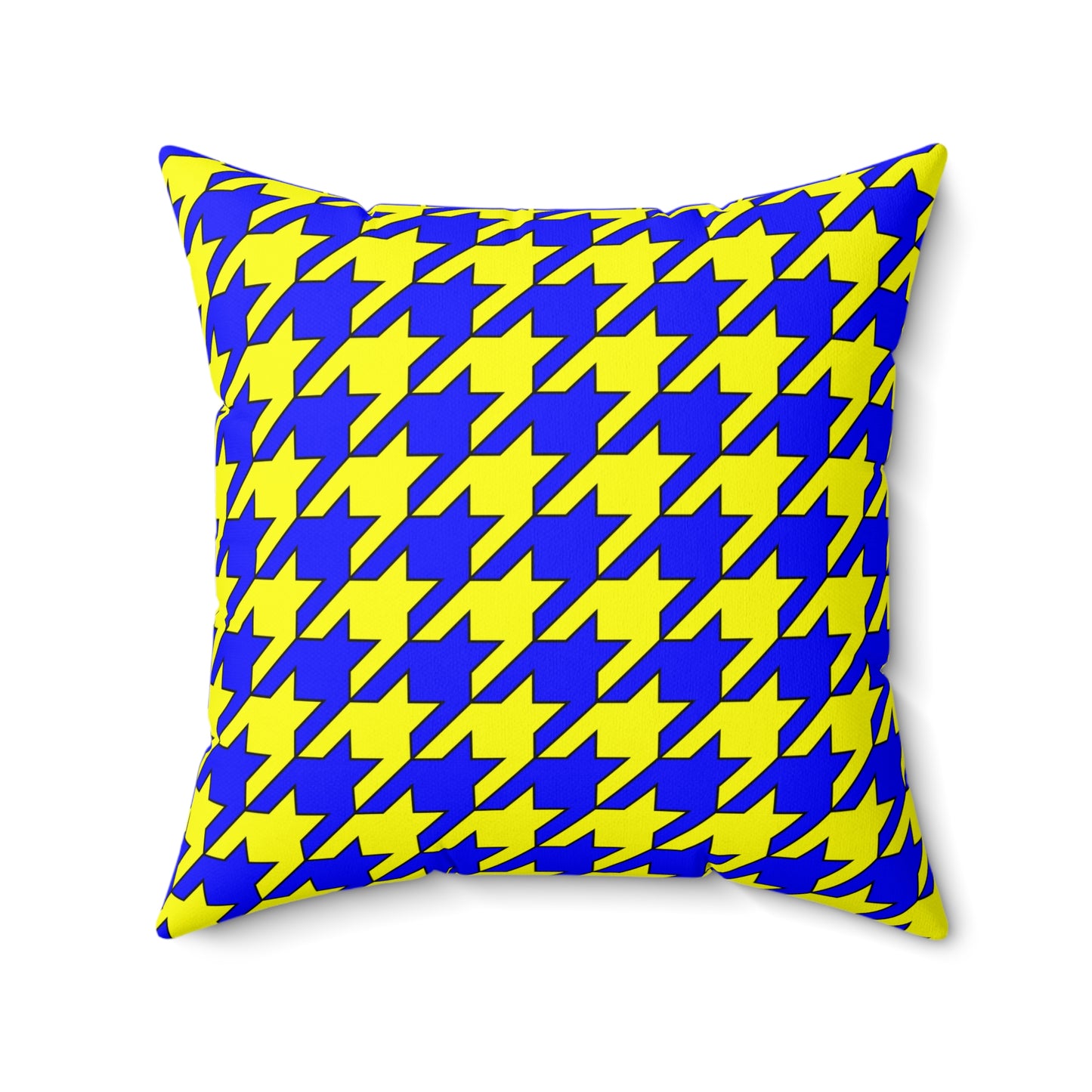 Blue, Yellow Retro Houndstooth Cushion Pillow