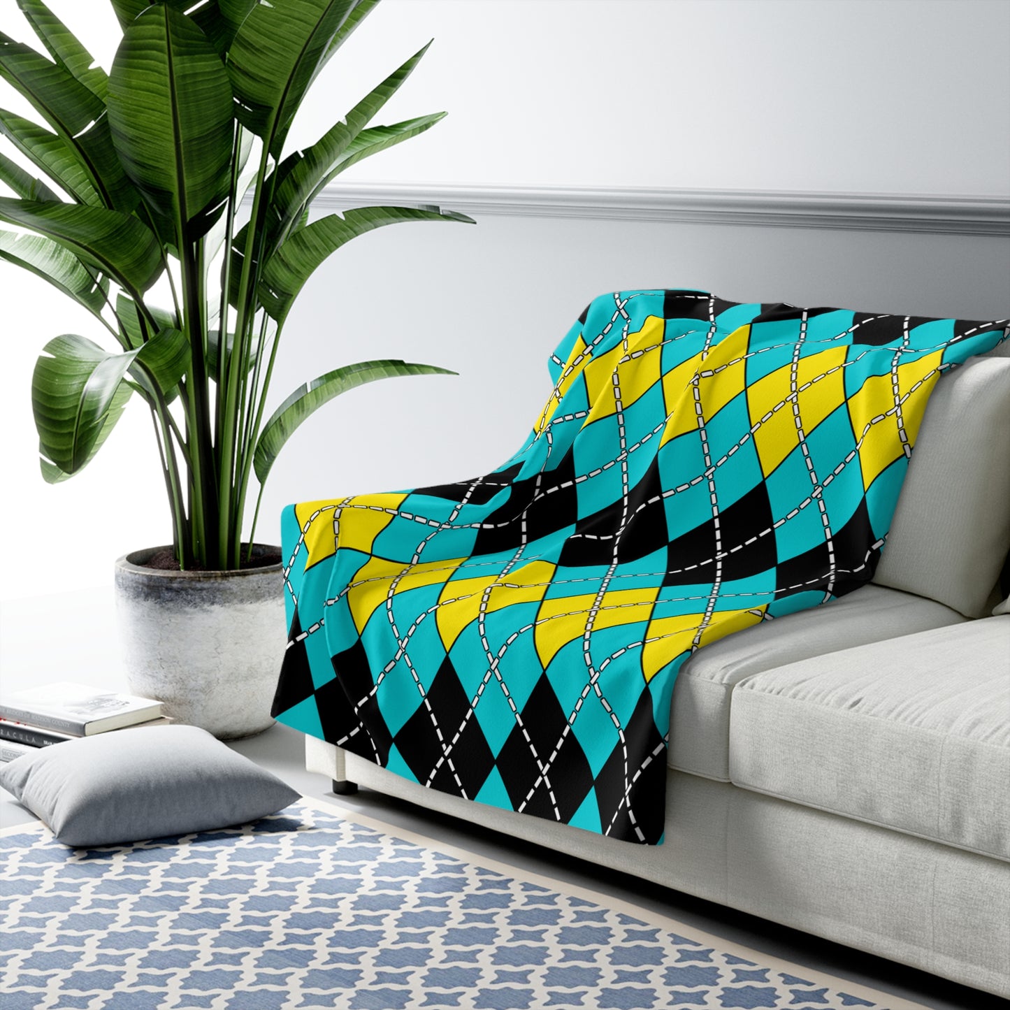 Bahamas Retro Argyle Blanket Throw