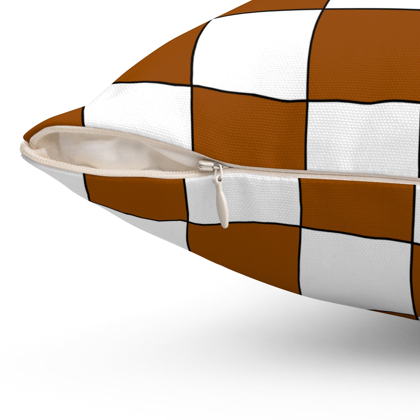 Brown, White Retro Check Cushion Pillow