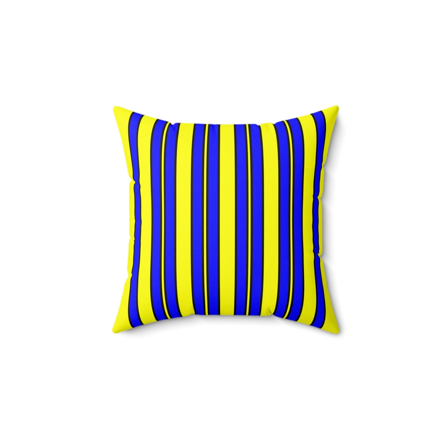 Yellow, Blue Retro Stripes Cushion Pillow