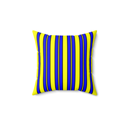 Yellow, Blue Retro Stripes Cushion Pillow