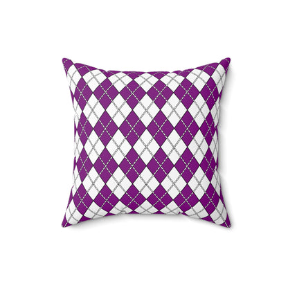 Purple, White Retro Argyle Cushion Pillow