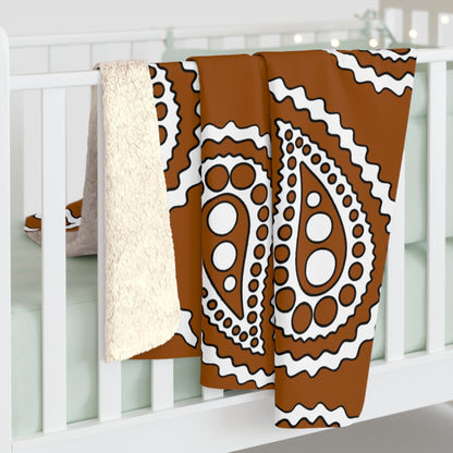 Brown, White Retro Paisley Blanket Throw