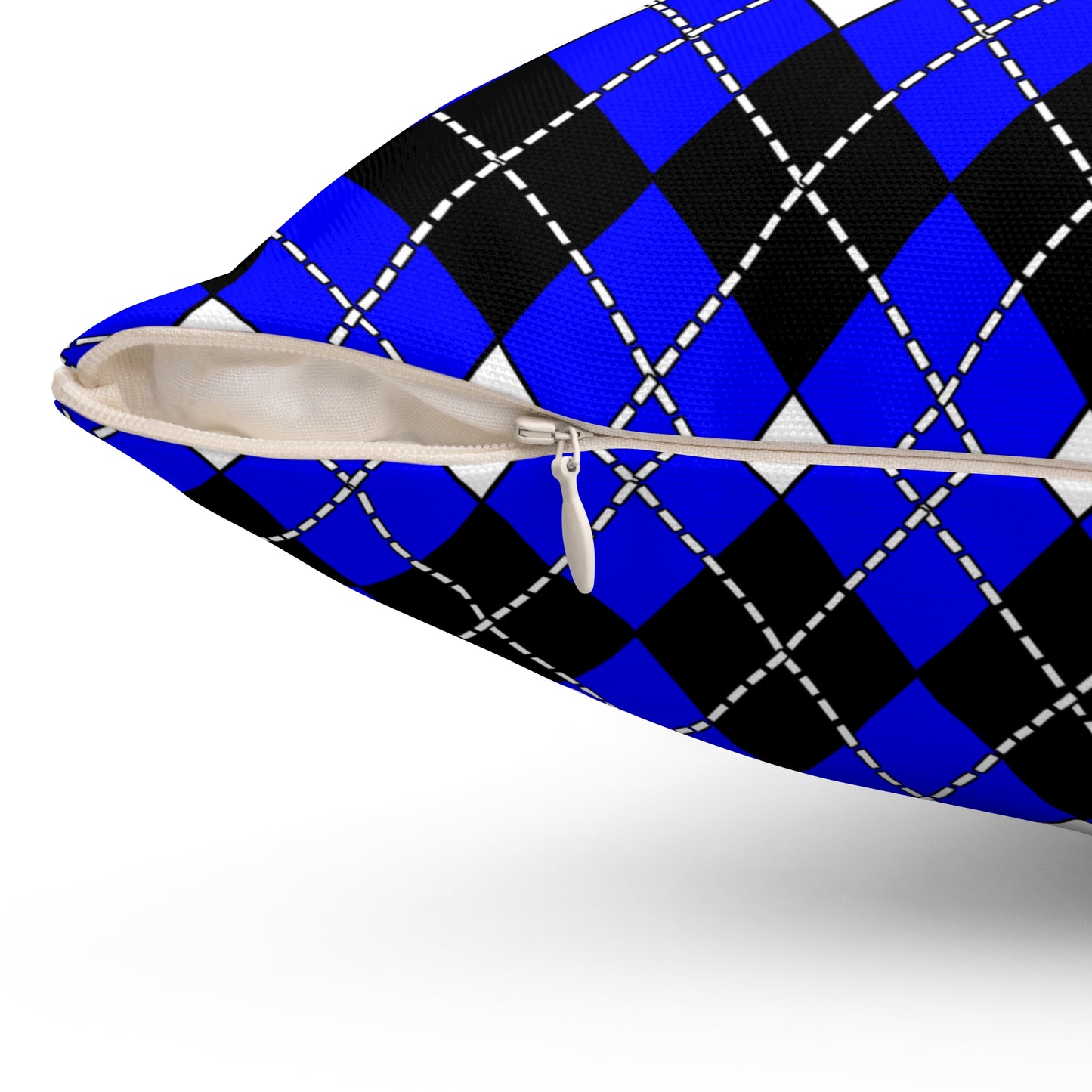 Blue, Black, White Retro Argyle Cushion Pillow