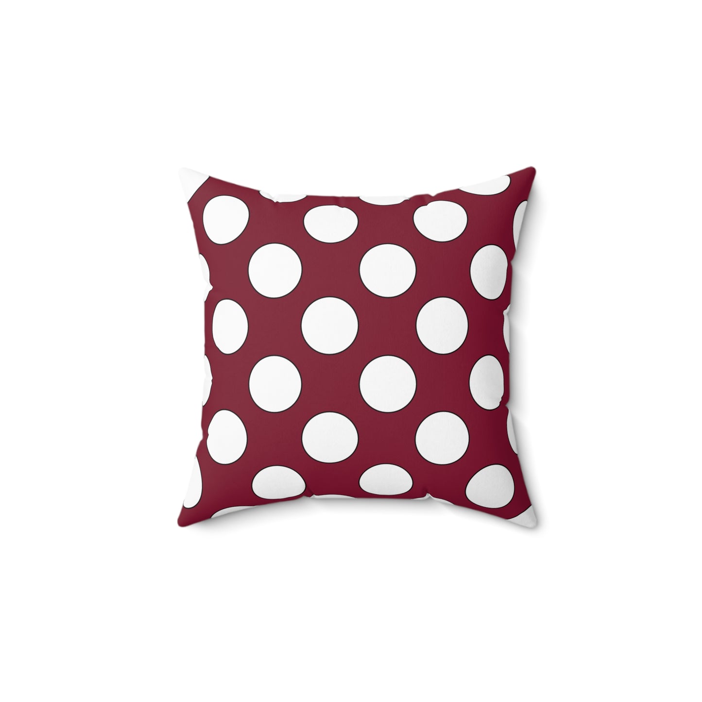 Claret, White Retro Polka Dots Cushion Pillow
