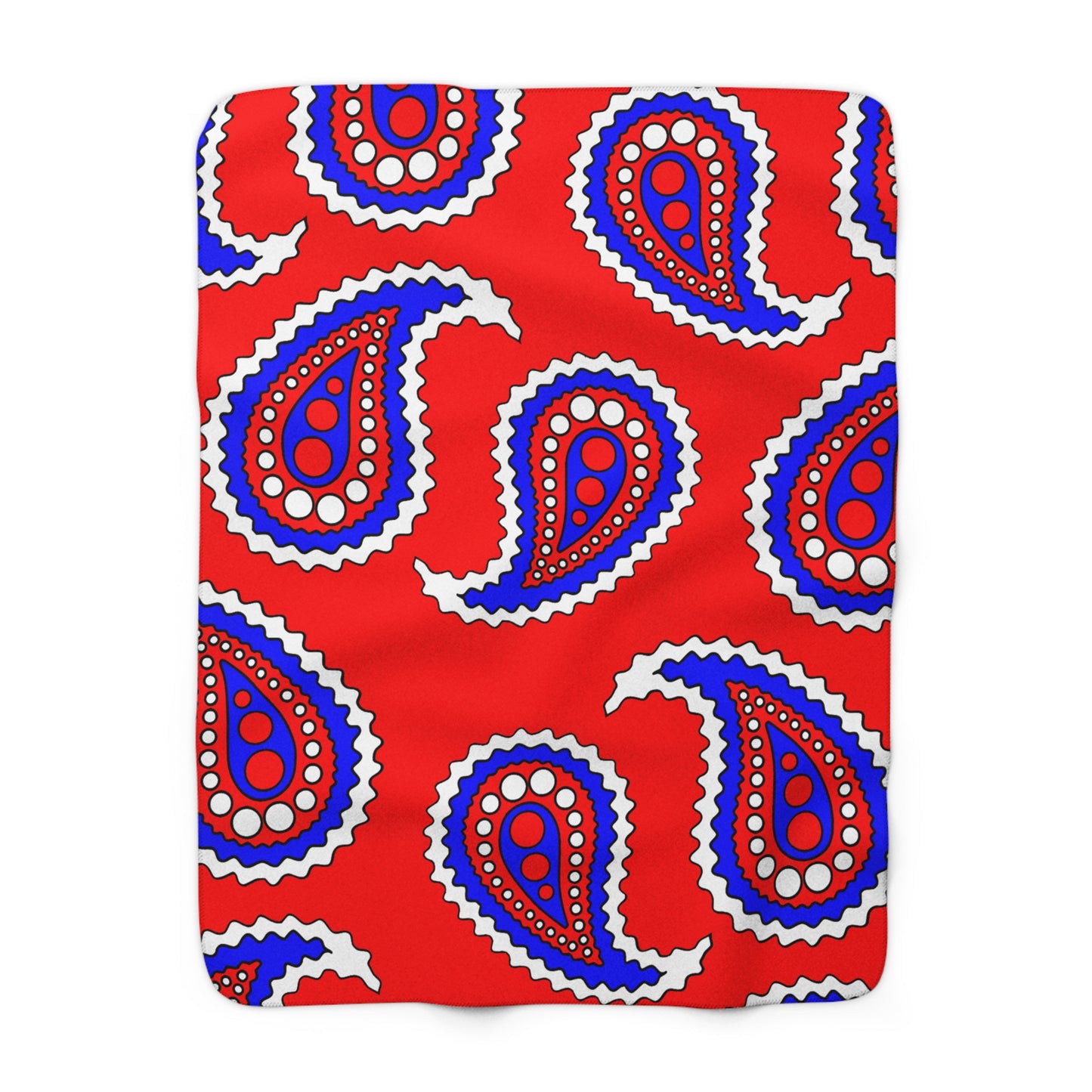 Red, White, Blue Retro Paisley Blanket Throw