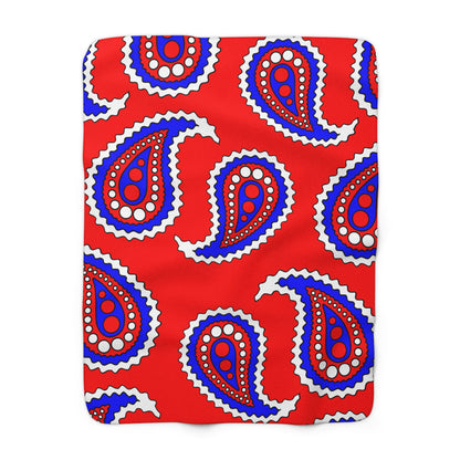 Red, White, Blue Retro Paisley Blanket Throw
