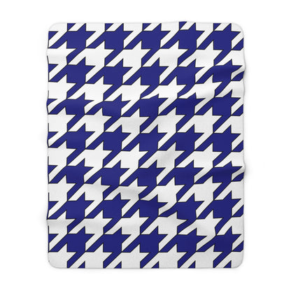 Navy Blue, White Retro Houndstooth Blanket Throw