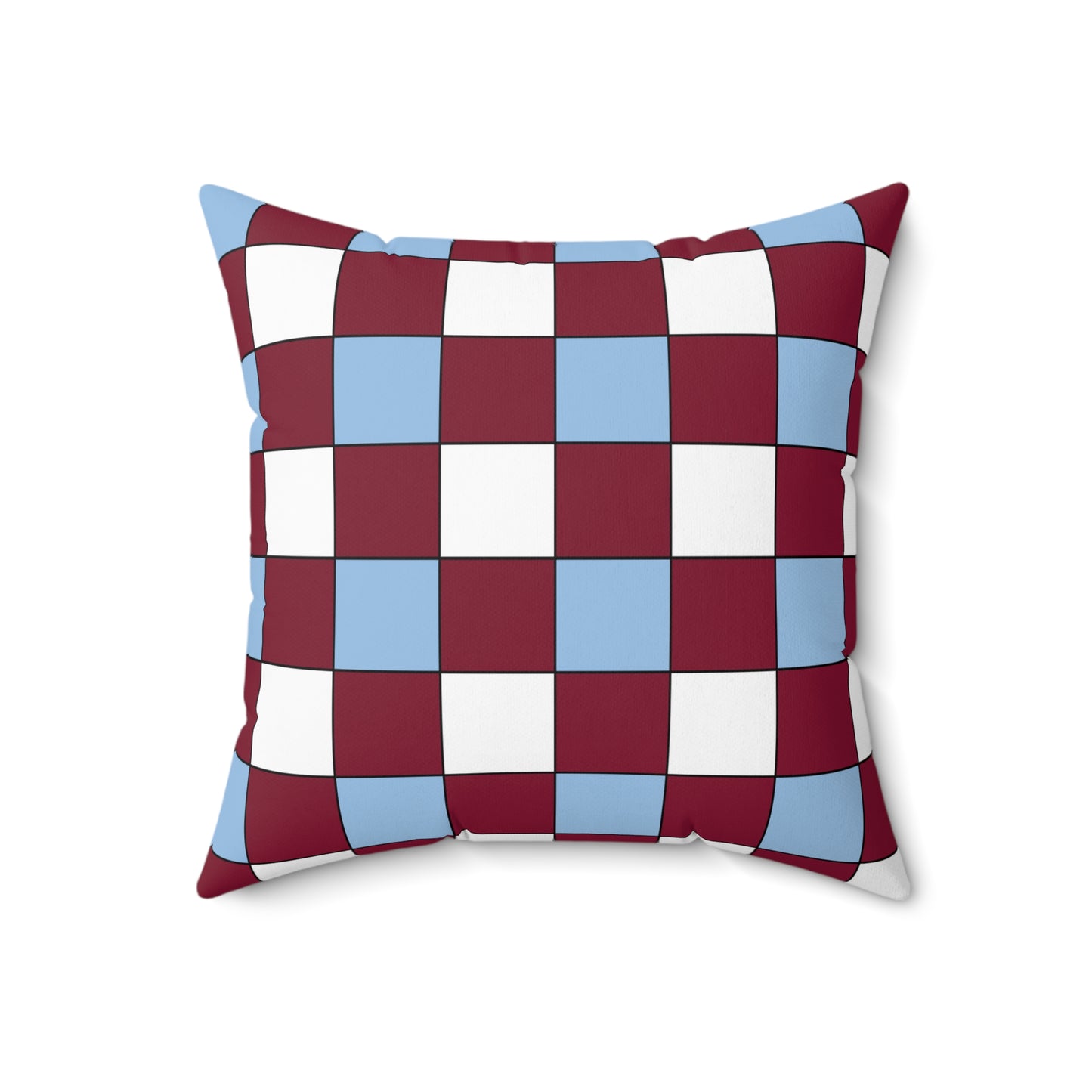 Claret, Blue, White Retro Check Cushion Pillow