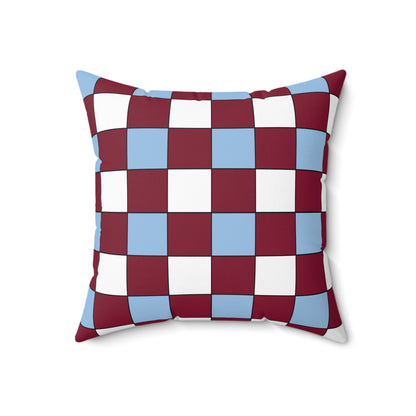 Claret, Blue, White Retro Check Cushion Pillow