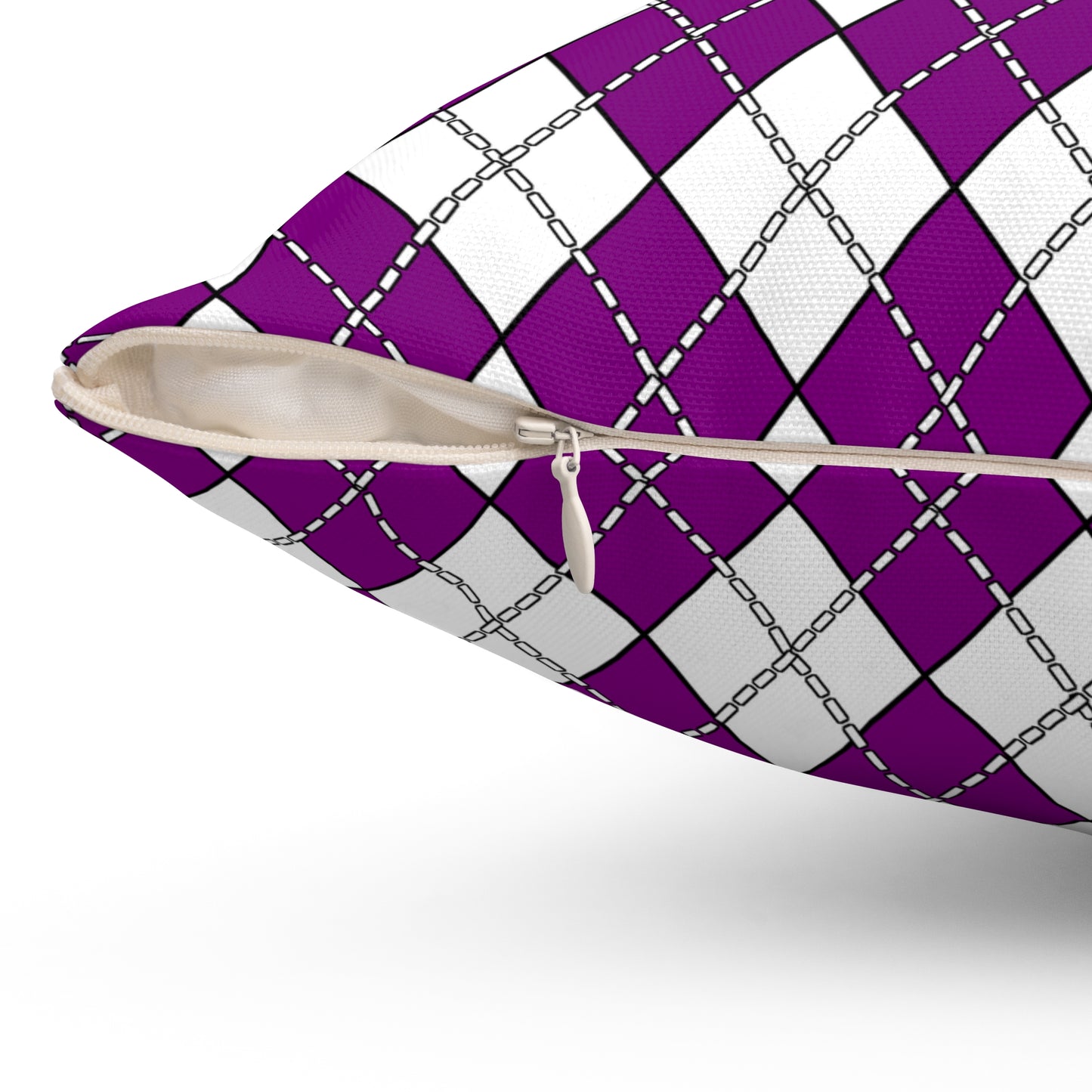 Purple, White Retro Argyle Cushion Pillow