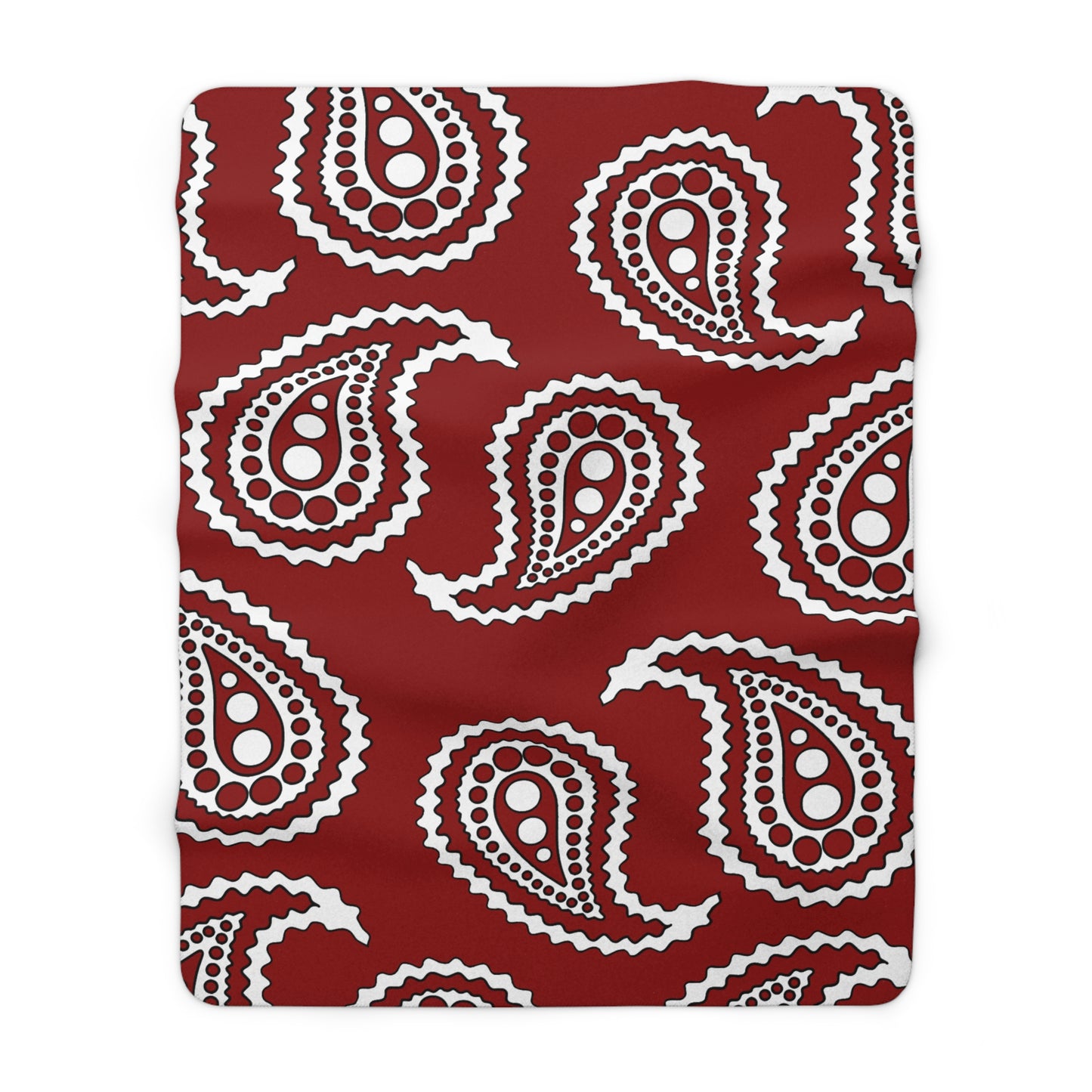 Dark Red, White Retro Paisley Blanket Throw