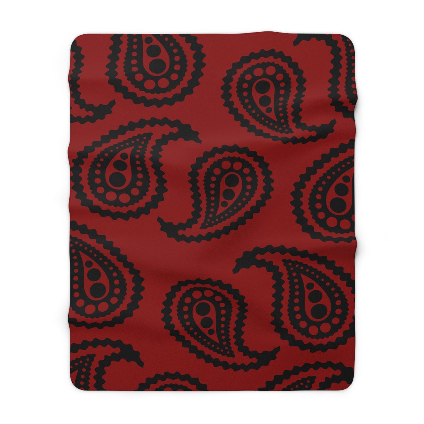 Dark Red, Black Retro Paisley Blanket Throw
