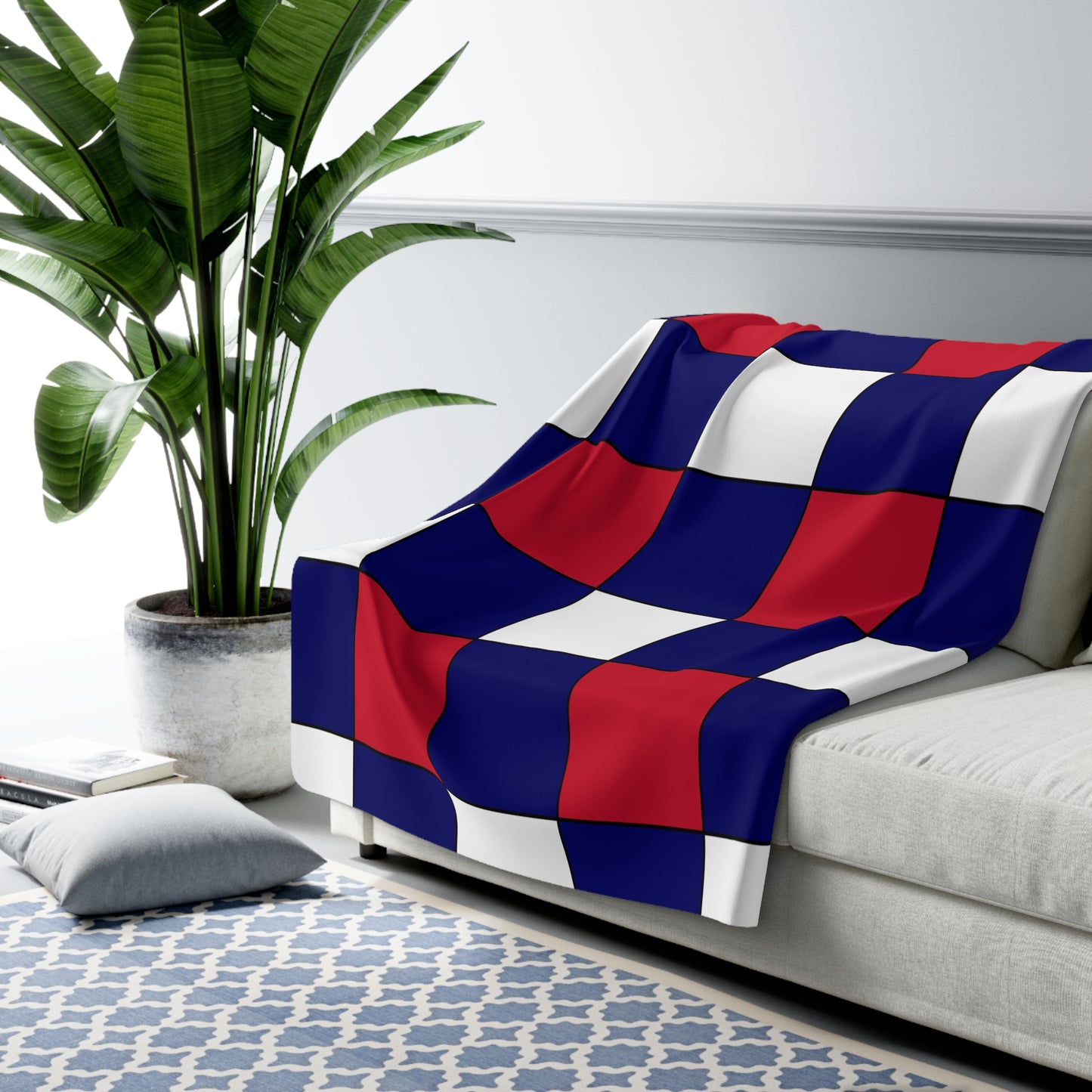 South Georgia And The South Sandwich Islands Retro Check Blanket Throw
