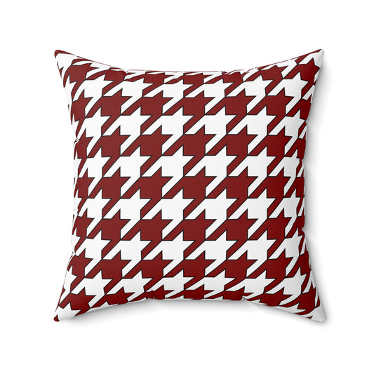 Maroon, White Retro Houndstooth Cushion Pillow