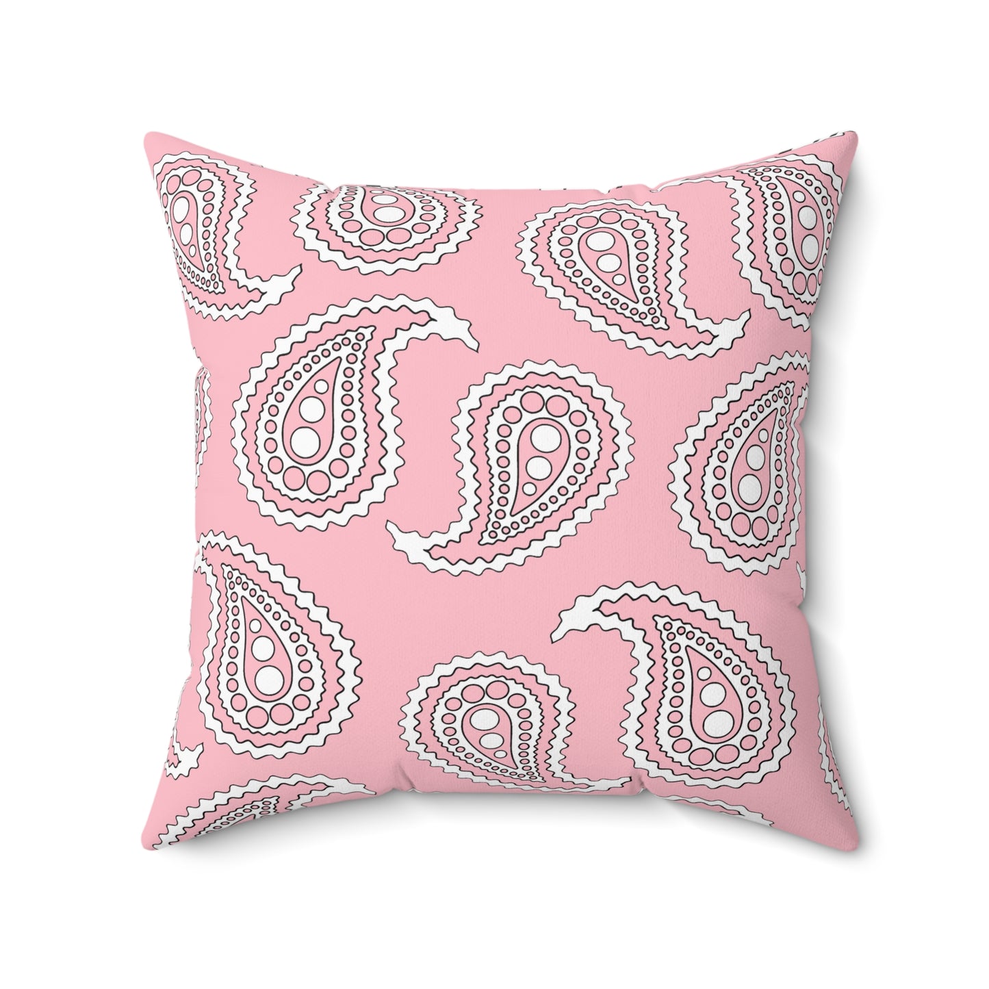 Pink, White Retro Paisley Cushion Pillow