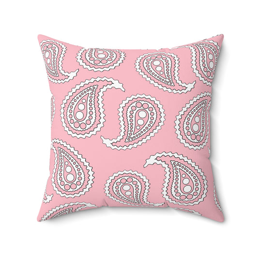 Pink, White Retro Paisley Cushion Pillow