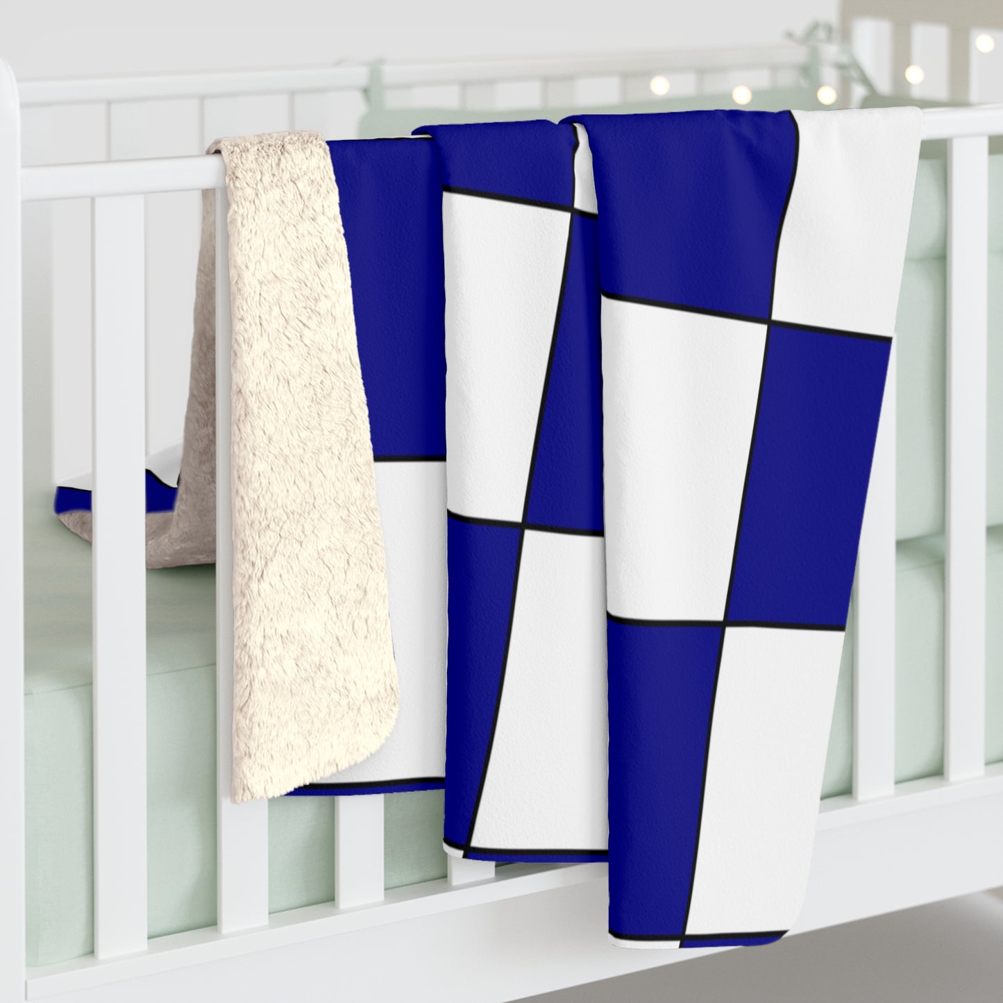 Dark Blue, White Retro Check Blanket Throw