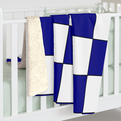 Dark Blue, White Retro Check Blanket Throw
