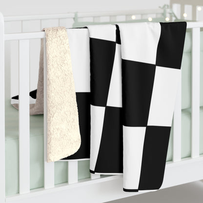 White, Black Retro Check Blanket Throw