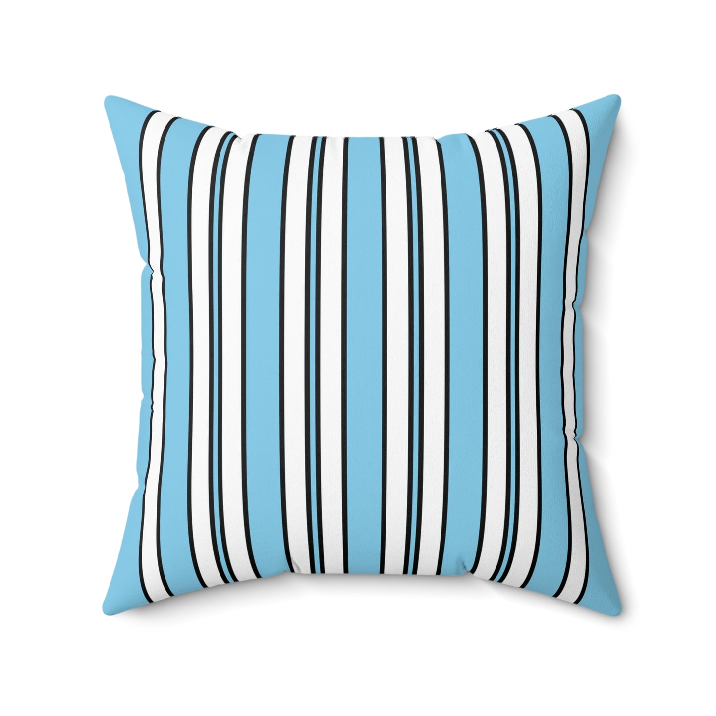 Sky Blue, White Retro Stripes Cushion Pillow