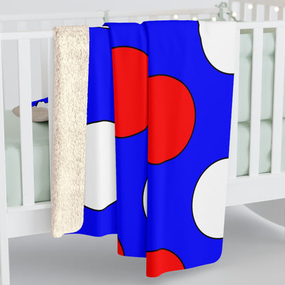 Blue, White, Red Retro Polka Dots Blanket Throw