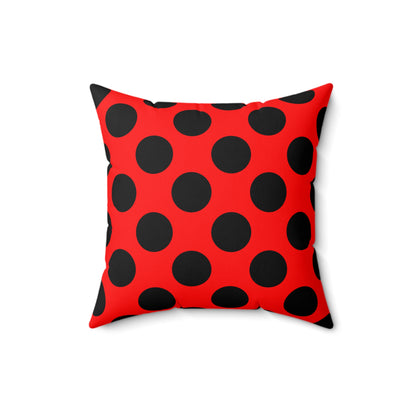 Red, Black Retro Polka Dots Cushion Pillow