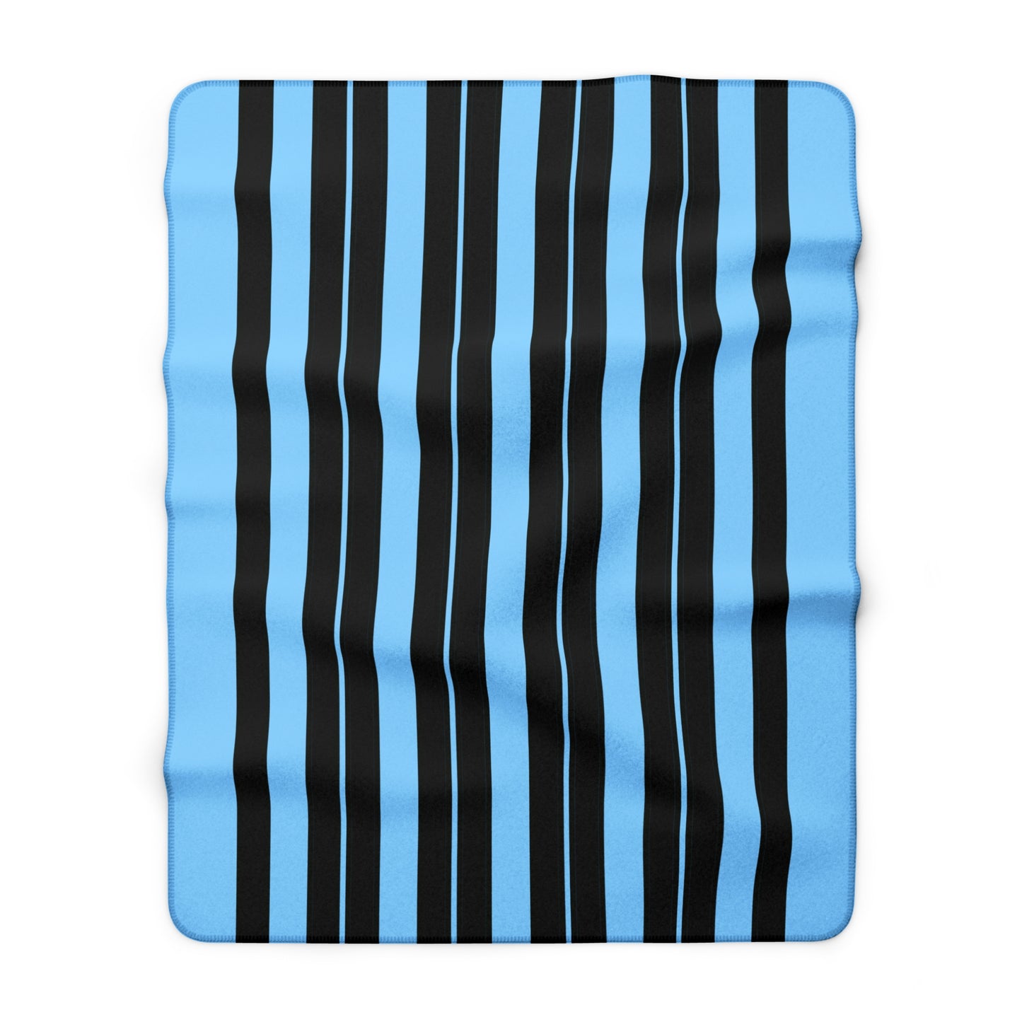 Light Blue, Black Retro Stripes Blanket Throw