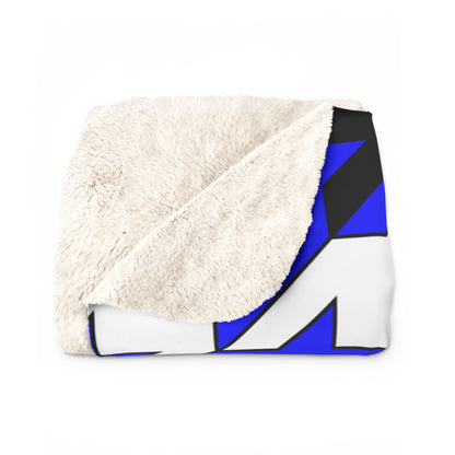 Blue, Black, White Retro Houndstooth Blanket Throw