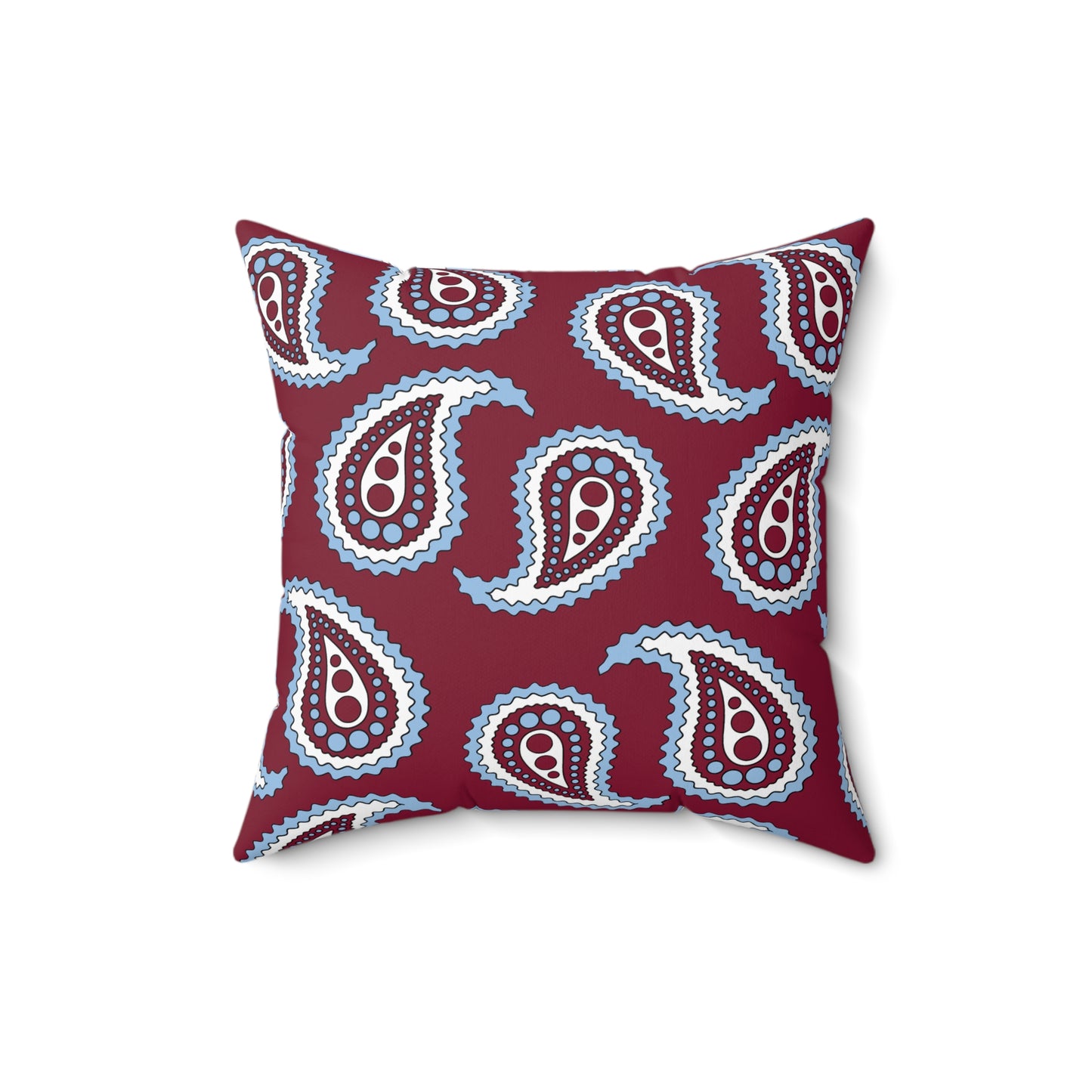 Claret, Blue, White Retro Paisley Cushion Pillow