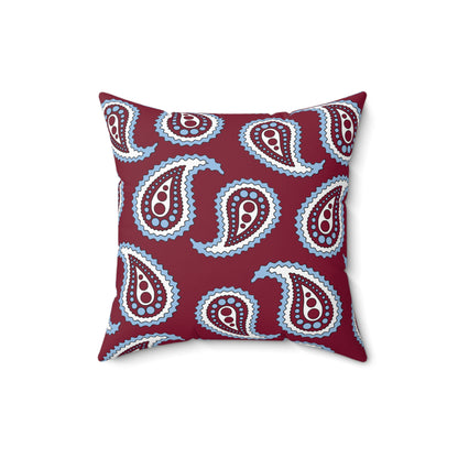 Claret, Blue, White Retro Paisley Cushion Pillow