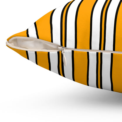Orange, White Retro Stripes Cushion Pillow