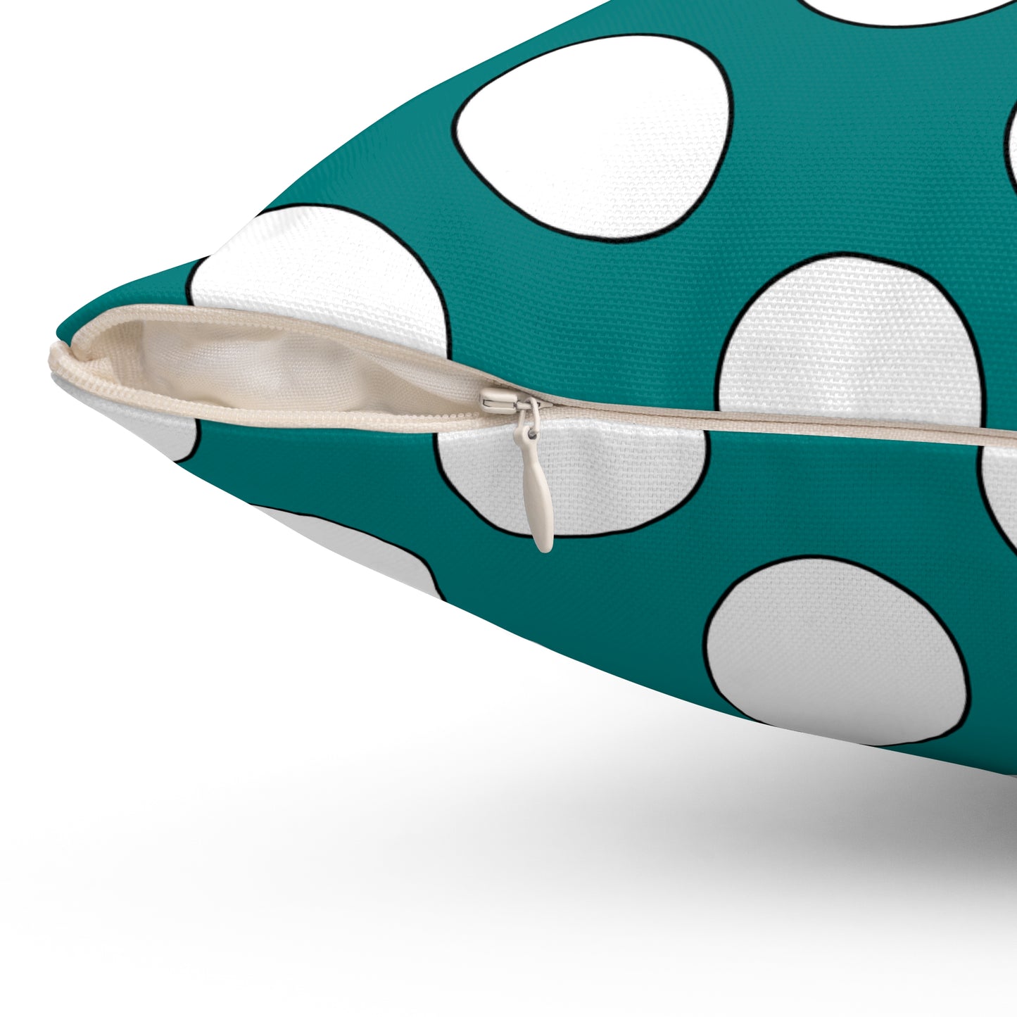 Teal, White Retro Polka Dots Cushion Pillow