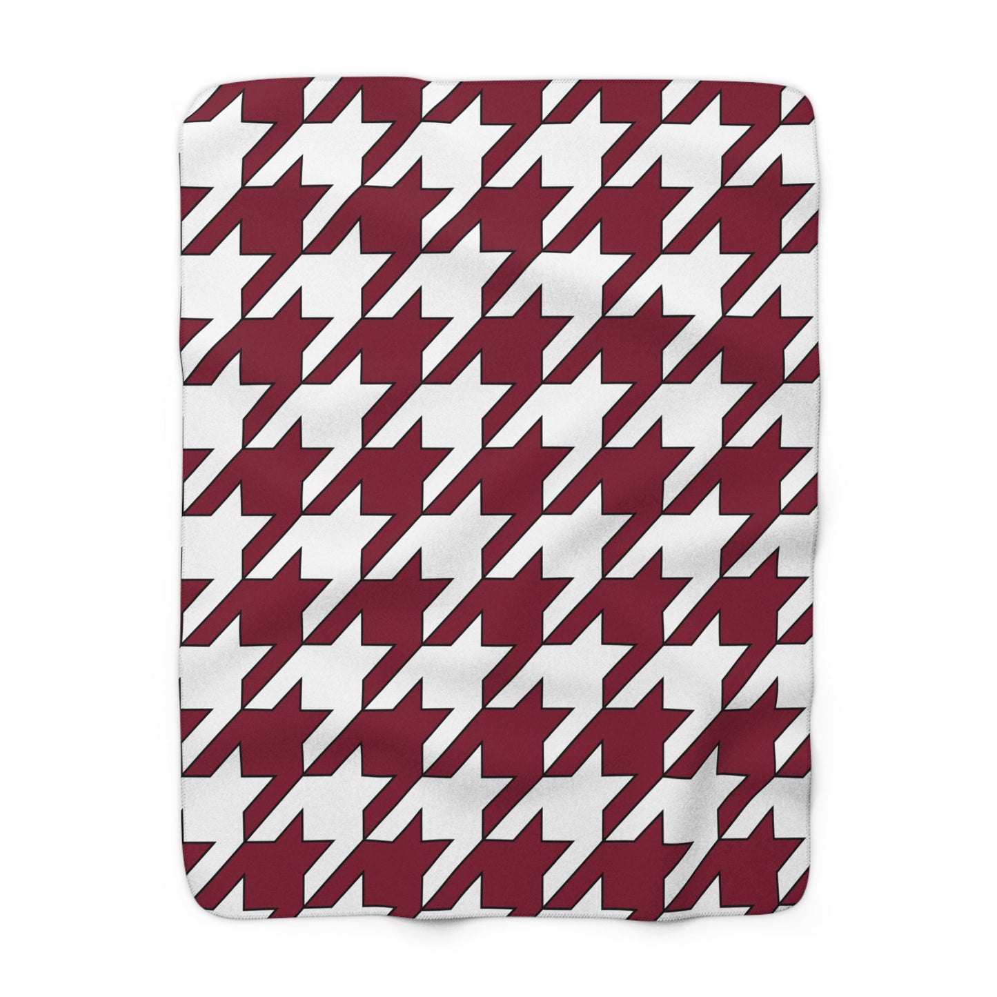 Claret, White Retro Houndstooth Blanket Throw