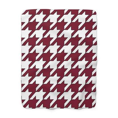 Claret, White Retro Houndstooth Blanket Throw